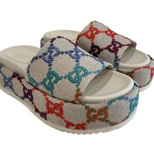 Gucci rainbow platform slides